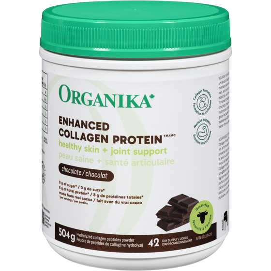 Organika Enhanced collagen chocolat 504 g, 12,10 $/100g