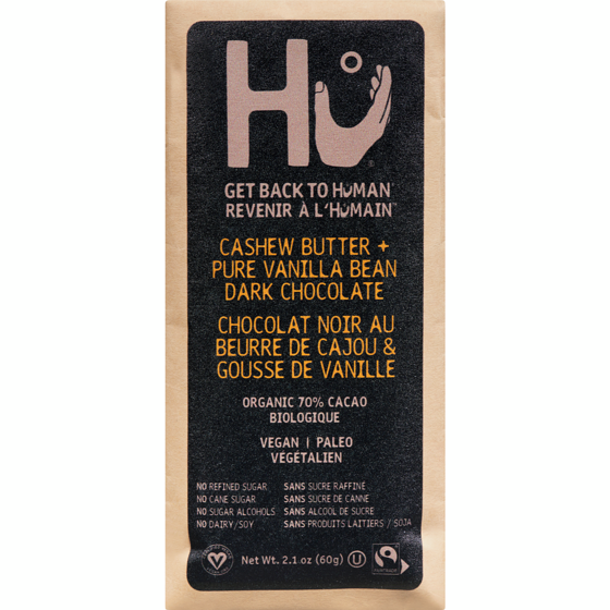 HU Cashew Butter + Pure Vanilla Bean Dark Chocolate 60 g, $14.98/100g
