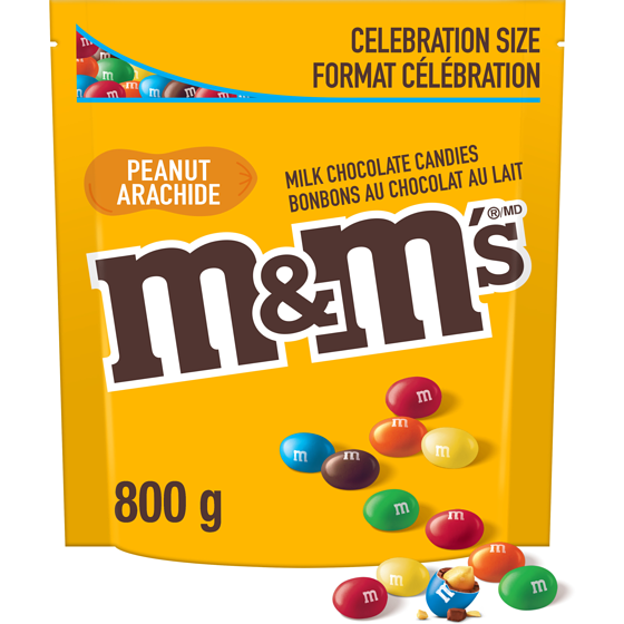 M&M's Peanut Milk Chocolate Candies, Pantry Size Share Bag 800 g, $1.75/100g