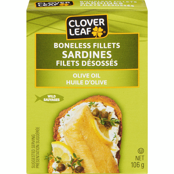 Clover Leaf Sardines Boneless Fillets Olive Oil 106 g, $3.10/100g