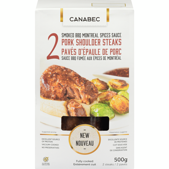 Gibiers Canabec Pork Shoulder Steaks Smoked Bbq Montreal Spices Sauce 500 g, $3.10/100g