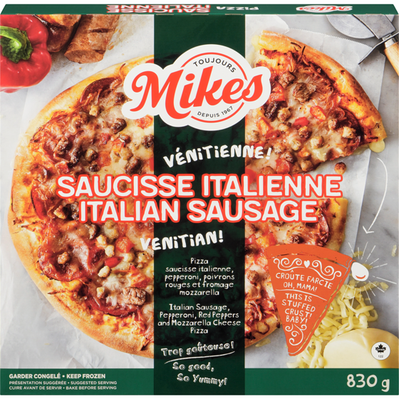 Mikes Pizza Italian Sausage 830 g, $1.44/100g