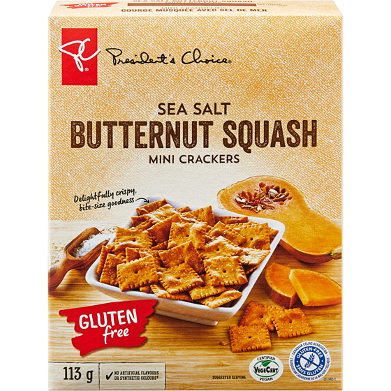 PC Gluten Free Sea Salt Butternut Squash Mini Crackers PC.ca