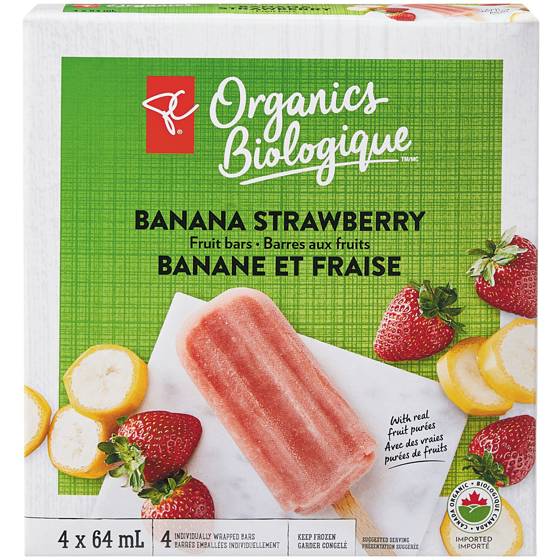 PC Organics Organics Banana Strawberry Fruit Bars 40 g, $15.00/100g