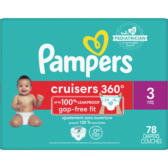 Pampers Couches Cruisers 360°, taille 3, 78 unités 78 ea, 0,45 $/1ch