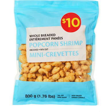 null Mini-crevettes entièrement panées  800 g, 1,25 $/100g