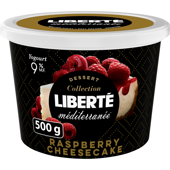 Liberte Méditerranée 9% Yogurt, Raspberry Cheesecake 500 g, $1.00/100g