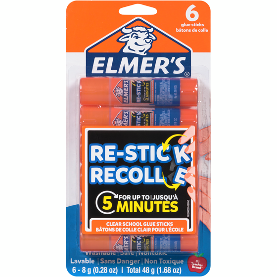 Elmer’s Bâtons de colle d’école repositionnable Elmer’s, bâtons de colle de 8,28 ml, 6 unités 6x1.0 ea, 1,33 $/1ch