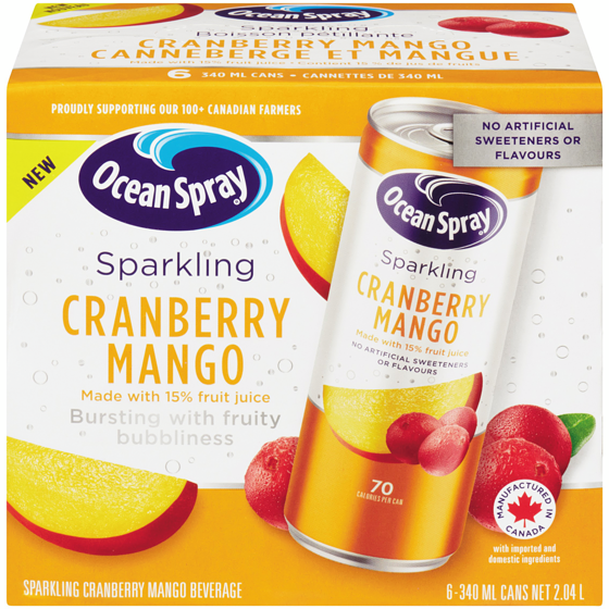 Ocean Spray Sparkling Cranberry Mango Beverage 6x340.0 ml, $0.39/100ml