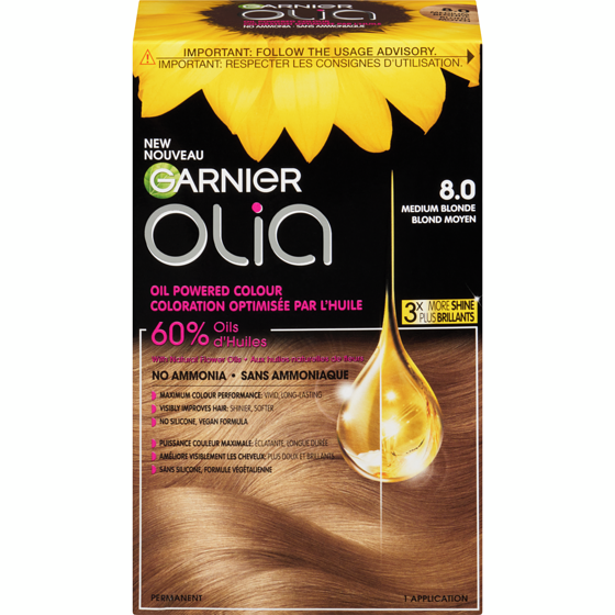 Garnier Olia Permanent Hair Dye No Ammonia and Oil Powered, 1 pack Medium Blonde 1 ea, $16.99/1ea