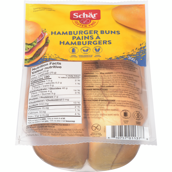 Schar Gluten-free Hamburger Buns 300 g, $3.33/100g