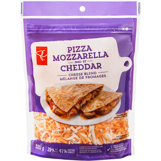 le Choix du Président Mélange de fromages pour pizza Mozzarella et cheddar 320 g, 2,12 $/100g