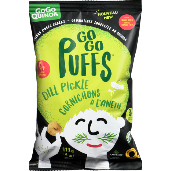 GoGo Quinoa Gogo Puffs Quinoa Puffs Snacks Dill Pickle 113 g, $3.98/100g