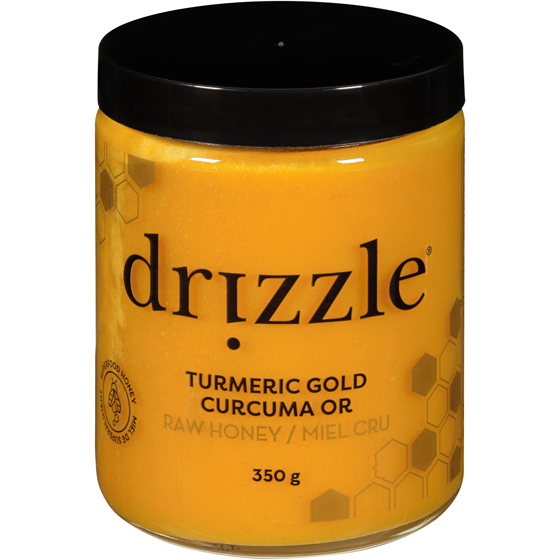 drizzle Miel cru curcuma or 350 g, 4,57 $/100g