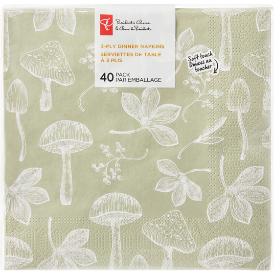 President's Choice 3-Ply Dinner Napkins, Soft Touch, 40 Pack 40 ea, $0.13/1ea