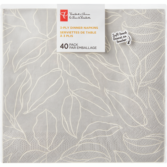le Choix du Président Serviettes de table à 3 plis, paquet de 40, feuilles 40 ea, 0,13 $/1ch