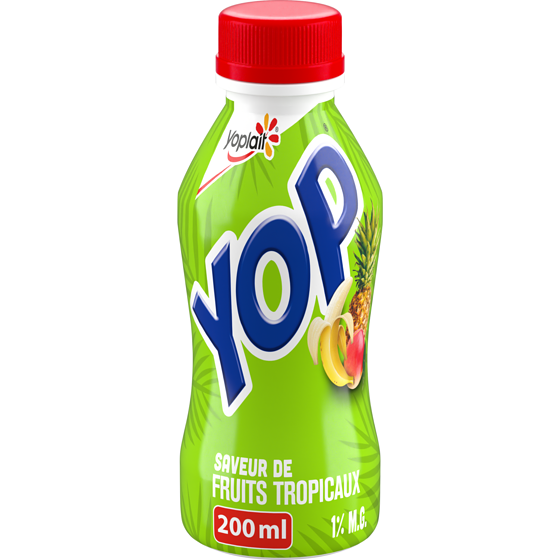Yoplait Yogourt à boire Yop 1%, tropical 200 ml, 0,50 $/100ml