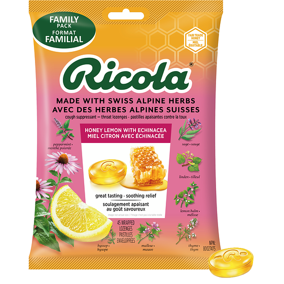 Ricola Honey Lemon Echinacea Cough Drops, 45 count 45 ea, $0.22/1ea