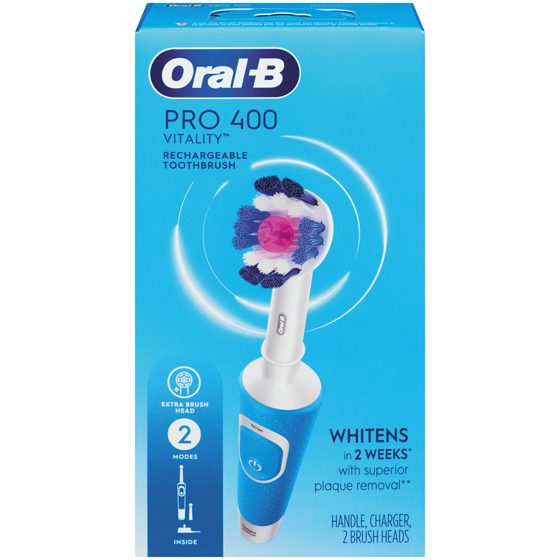 Oral B Pro 400 Rechargeable Toothbrush with 2 Brush Heads 1 ea, $45.99/1ea