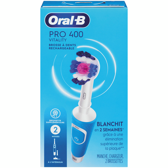 Oral-B Brosse à dents rechargeable Pro 400 avec 2 brossettes 1 ea, 45,49 $/1ch