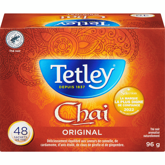 Tetley Thé noir aromatisé naturellement chai original 48 ea, 0,17 $/1ch