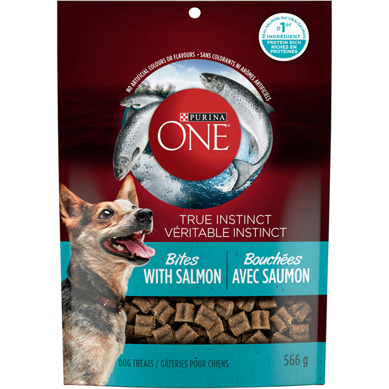 Purina ONE Véritable Instinct Bouchées Saumon, Gâteries pour Chiens 566 g 566 g, 2,56 $/100g