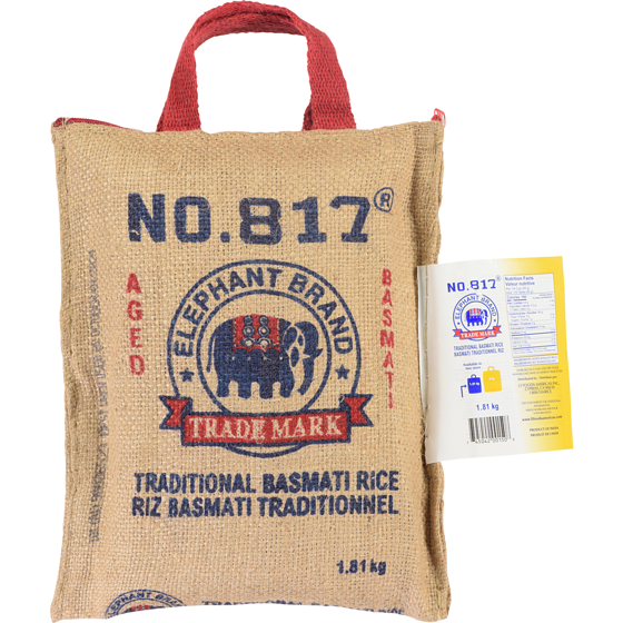 817 Elephant Basmati Rice 1.81 kg, $0.66/100g