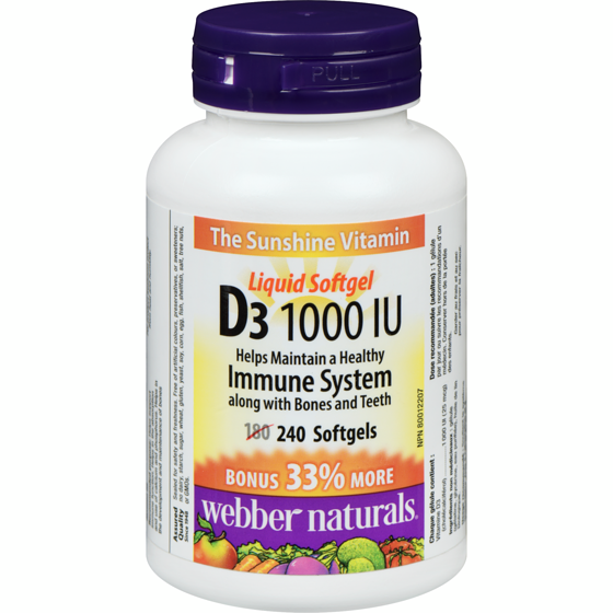Webber Naturals D3 1000 Iu 240 ea, $0.05/1ea