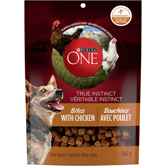 Purina ONE Véritable Instinct Bouchées Poulet, Gâteries pour Chiens 566 g 566 g, 2,56 $/100g