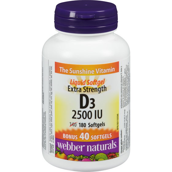 Webber Naturals D3 2500 Iu Extra Strength 180 ea, $0.06/1ea