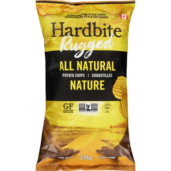 Hardbite Rugged Handcrafted-Style Chips All Natural Potato Chips Level-Up Size 275 g, $2.36/100g