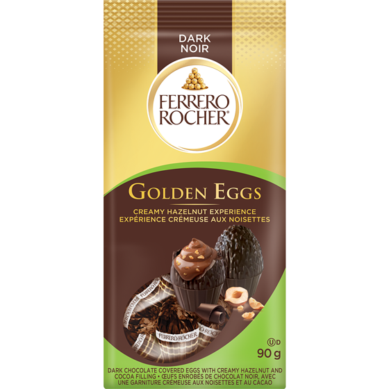 FERRERO ROCHER Golden Eggs, Dark Chocolate covered eggs with creamy hazelnut & cocoa filling, 10 Chocolates 90 g, $6.11/100g