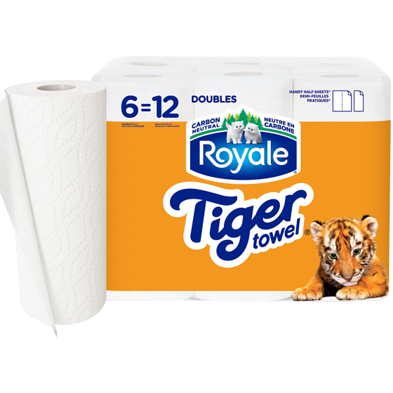 Royale Essuie-tout Tiger Towel, 6 équiv. à 12 roul., 98 feuilles par rouleau 6x98.0 ea, 0,04 $/1ch