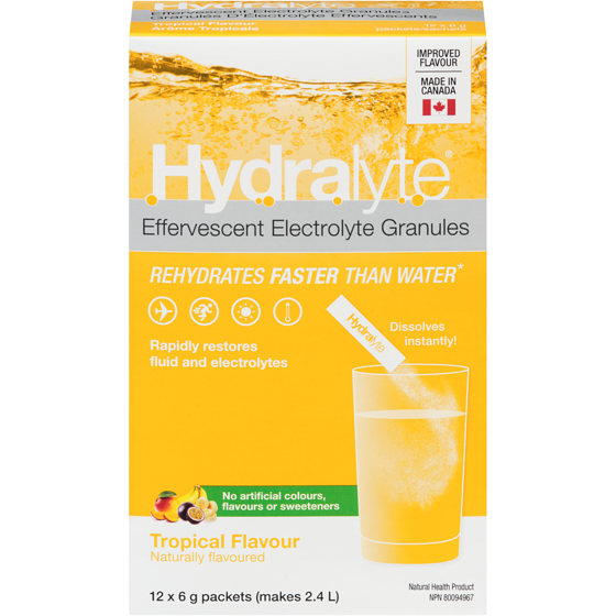 Hydralyte Effervescent Electrolyte Granules Tropical Flavour 12 ea, $1.58/1ea