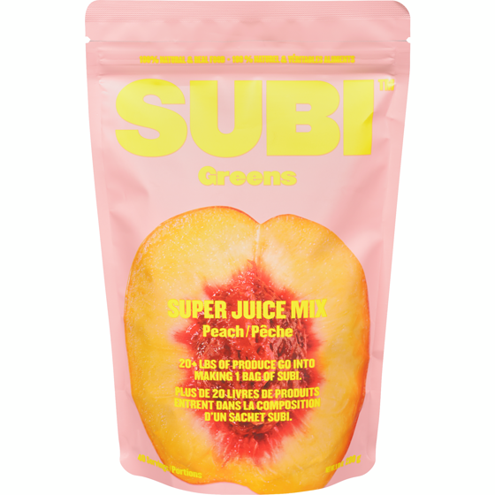 Subi Greens super juice mix pêche 280 g, 13,57 $/100g