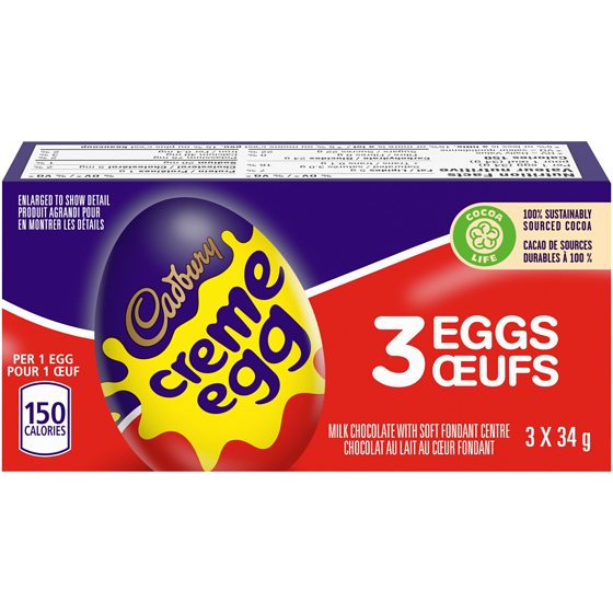Cadbury Friandise Creme Eggs au chocolat au lait avec centre en fondant 102 g, 4,90 $/100g