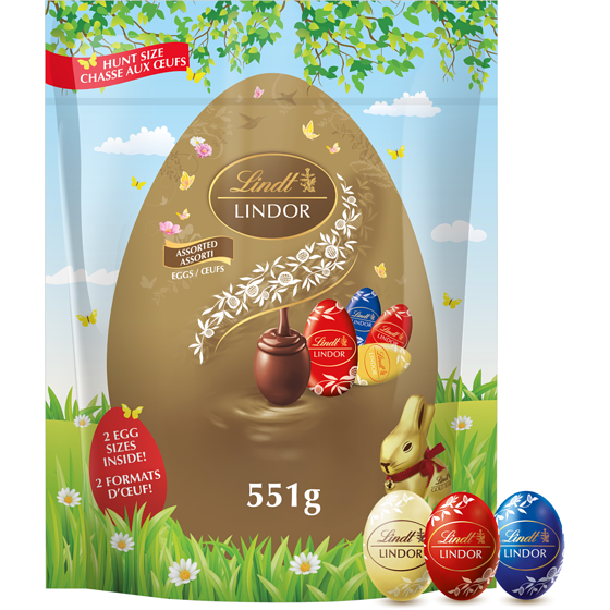 Lindt LINDOR Assorted Chocolate Eggs and Mini Eggs Bag 551 g, $4.72/100g