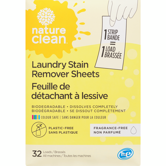 Nature Clean Feuille de détachant à lessive non parfumé 32 ea, 0,31 $/1ch