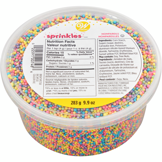 Wilton Bright Pastel Nonpareils Sprinkles Mix, 10 oz. Tub 284 g, $2.57/100g