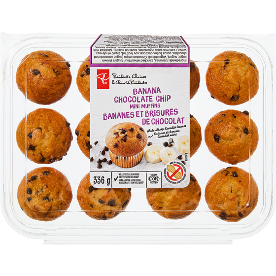 le Choix du Président Mini muffins aux bananes et brisures de chocolat 336 g, 1,79 $/100g