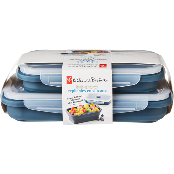 le Choix du Président Ensemble de 2 contenants pliables en silicone – Grand 2 ea, 7,50 $/1ch