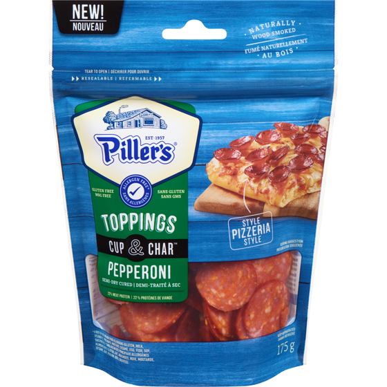 Pillers Toppings Pepperoni Cup & Char Semi-Dry Cured 175 g, $5.14/100g