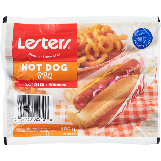 Lesters Hot dog saucisses bbq 450 g, 1,33 $/100g