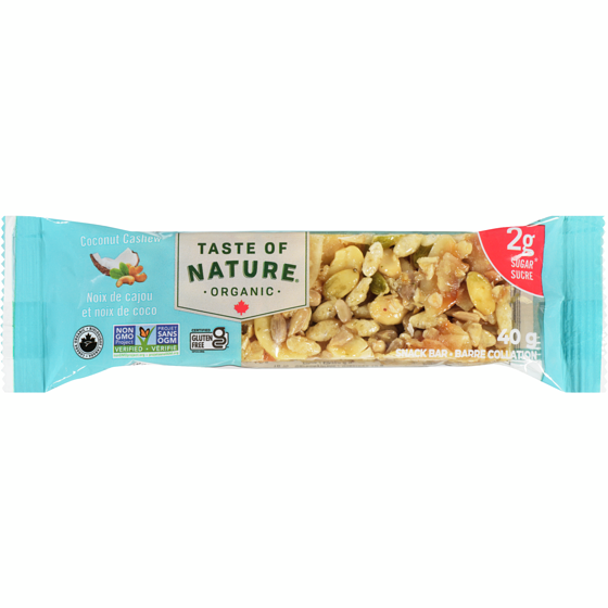 Taste of Nature Barres collation noix de cajou et noix de coco 40 g, 5,73 $/100g