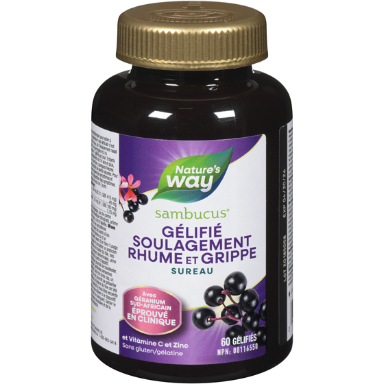 Nature’s Way Sambucus soulagement rhume et grippe sureau gélifiés pour adultes 60 ea, 0,46 $/1ch