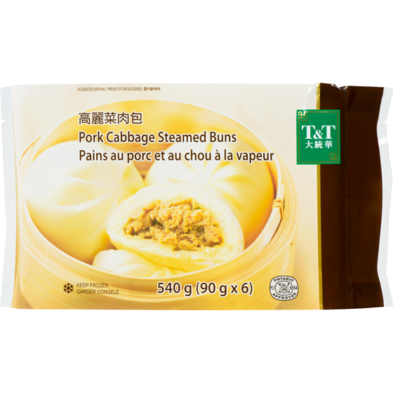 T&T Pork & Cabbage Steamed Bun 540 g, $1.11/100g