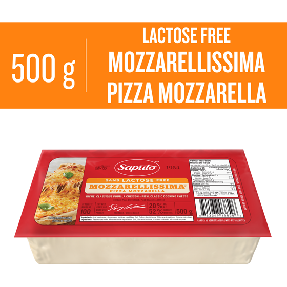 Saputo Lactose Free Mozzarellissima Pizza Mozzarella Cheese 500 g, $2.00/100g