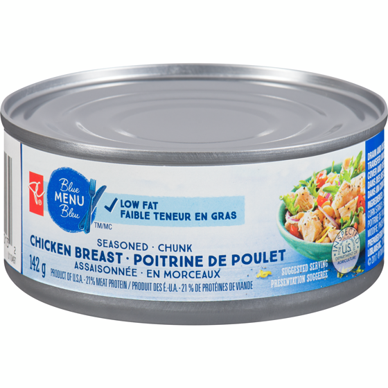 PC Menu Bleu Menu bleu poitrine de poulet assaisonnée en morceaux 142 g, 2,67 $/100g