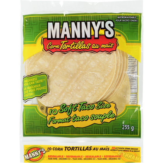 Manny's Tortillas au maïs format taco souple 255 g, 1,49 $/100g