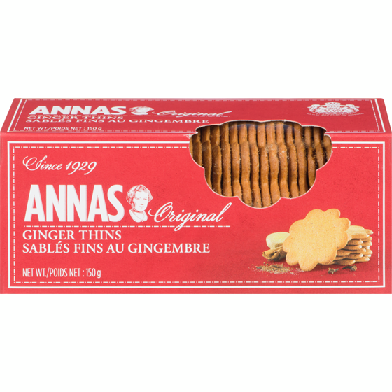 Annas Original Original Ginger Thins 150 g, $3.33/100g